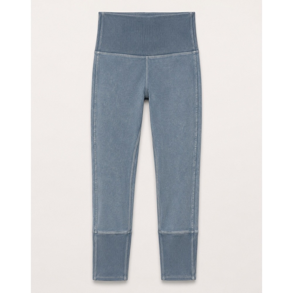 Lululemon High Rise Ribbed Waistband Leggings‎ Blue Acid Wash Size 4